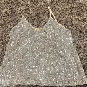 Millibon Silver Sequin Cami with Thin Straps